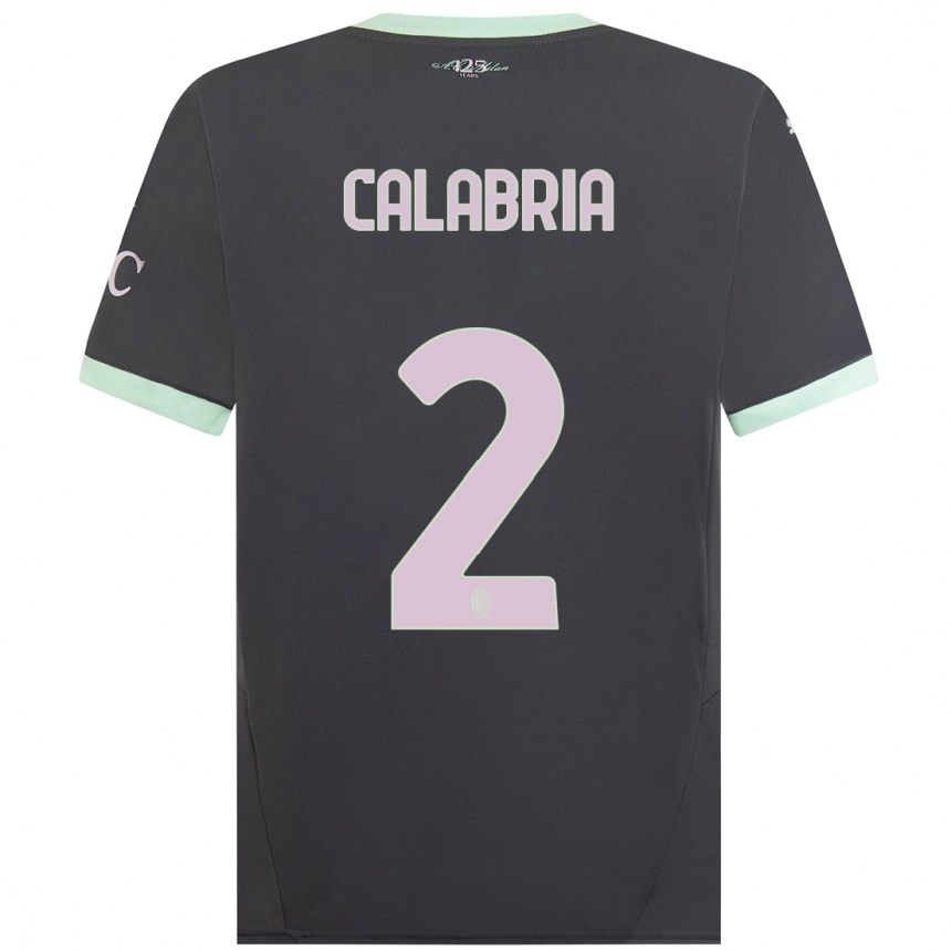 Men Football Davide Calabria #2 Grey Third Jersey 2024/25 T-Shirt Australia