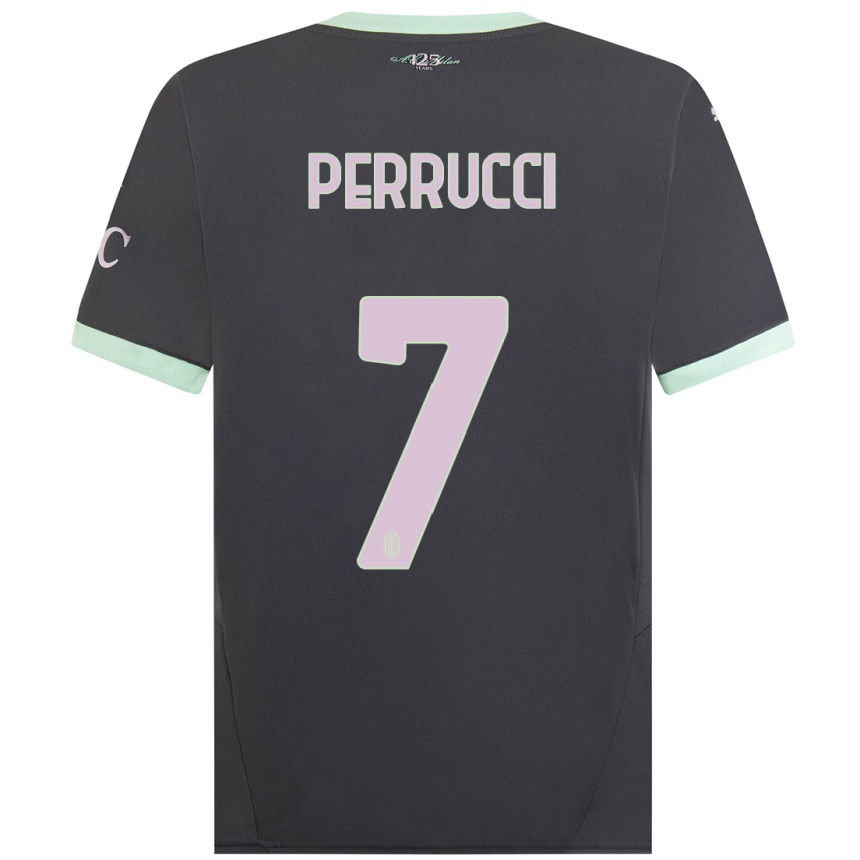 Men Football Vincenzo Perrucci #7 Grey Third Jersey 2024/25 T-Shirt Australia