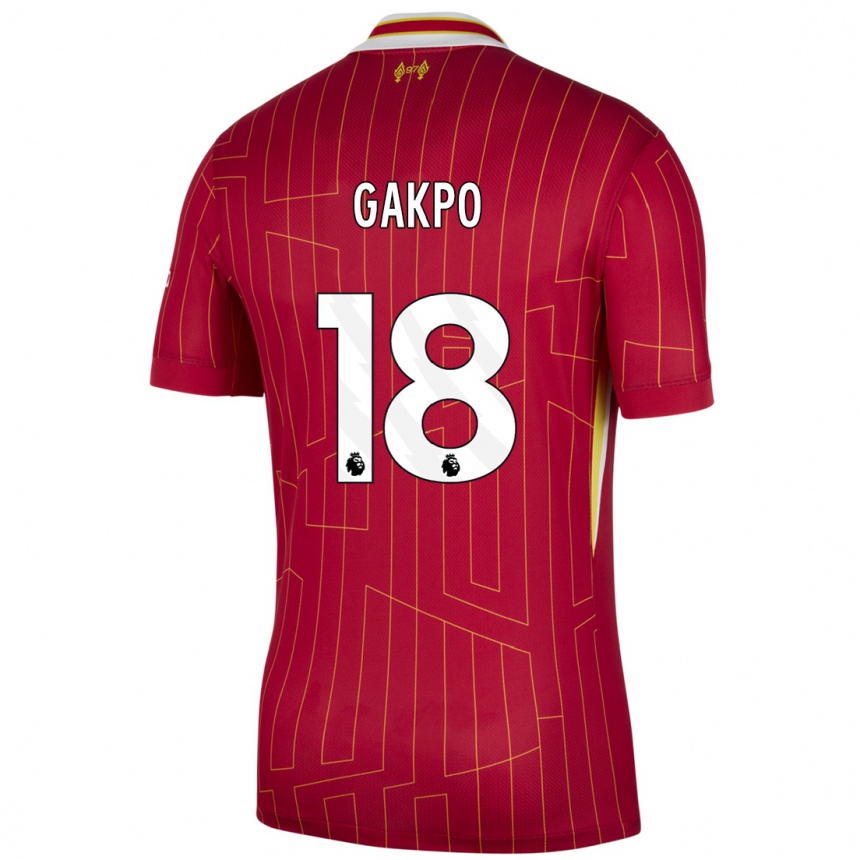 Women Football Cody Gakpo #18 Red Yellow White Home Jersey 2024/25 T-Shirt Australia