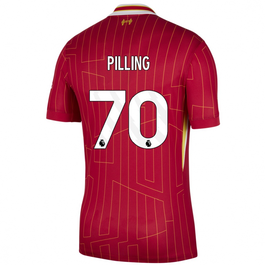 Women Football Tommy Pilling #70 Red Yellow White Home Jersey 2024/25 T-Shirt Australia