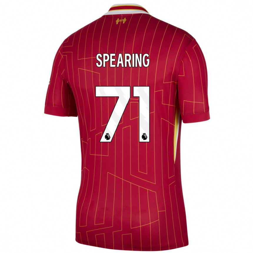 Women Football Jay Spearing #71 Red Yellow White Home Jersey 2024/25 T-Shirt Australia