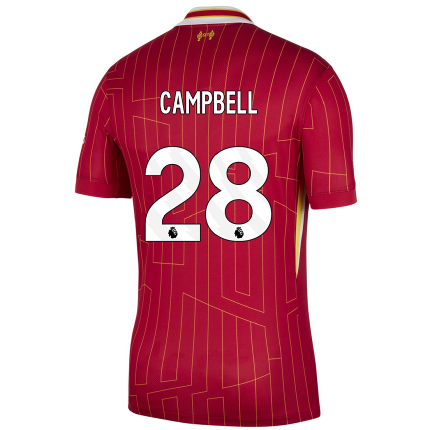 Women Football Megan Campbell #28 Red Yellow White Home Jersey 2024/25 T-Shirt Australia