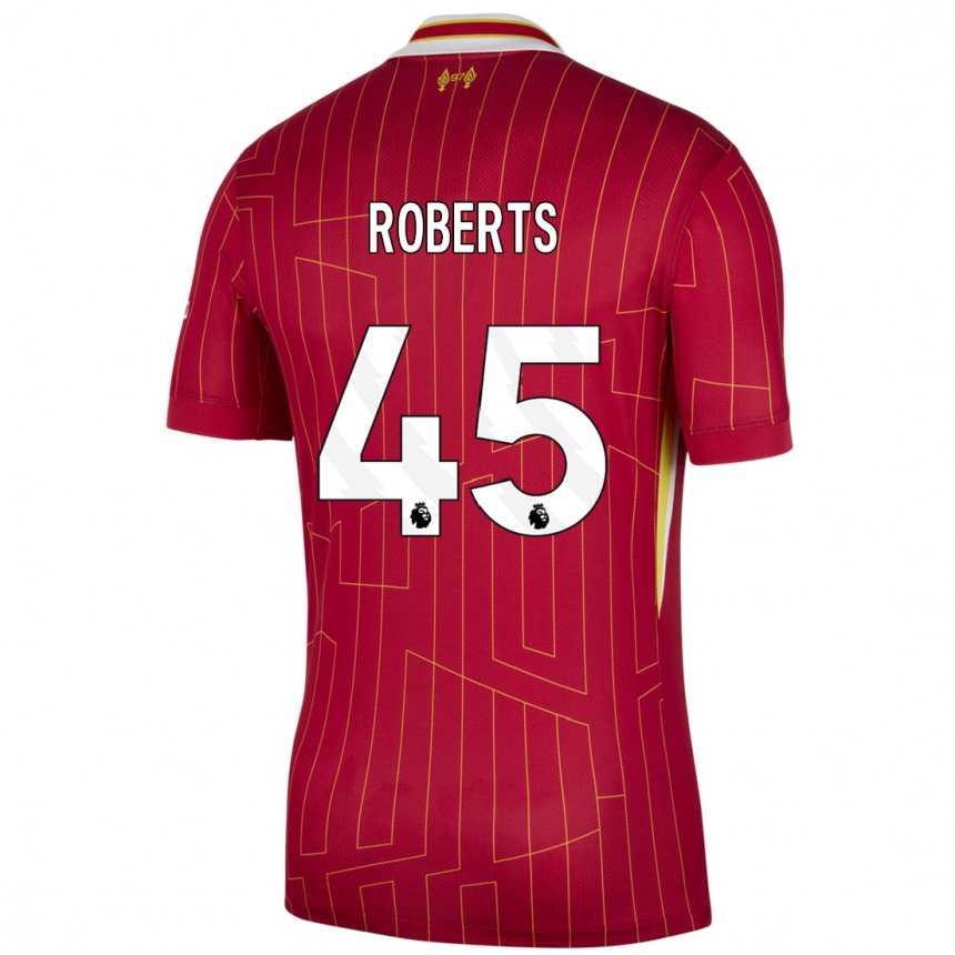 Women Football Iwan Roberts #45 Red Yellow White Home Jersey 2024/25 T-Shirt Australia