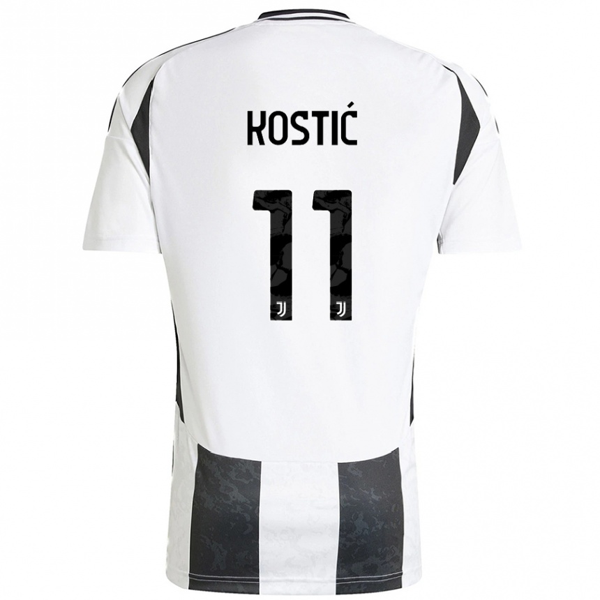 Women Football Filip Kostic #11 White Black Home Jersey 2024/25 T-Shirt Australia