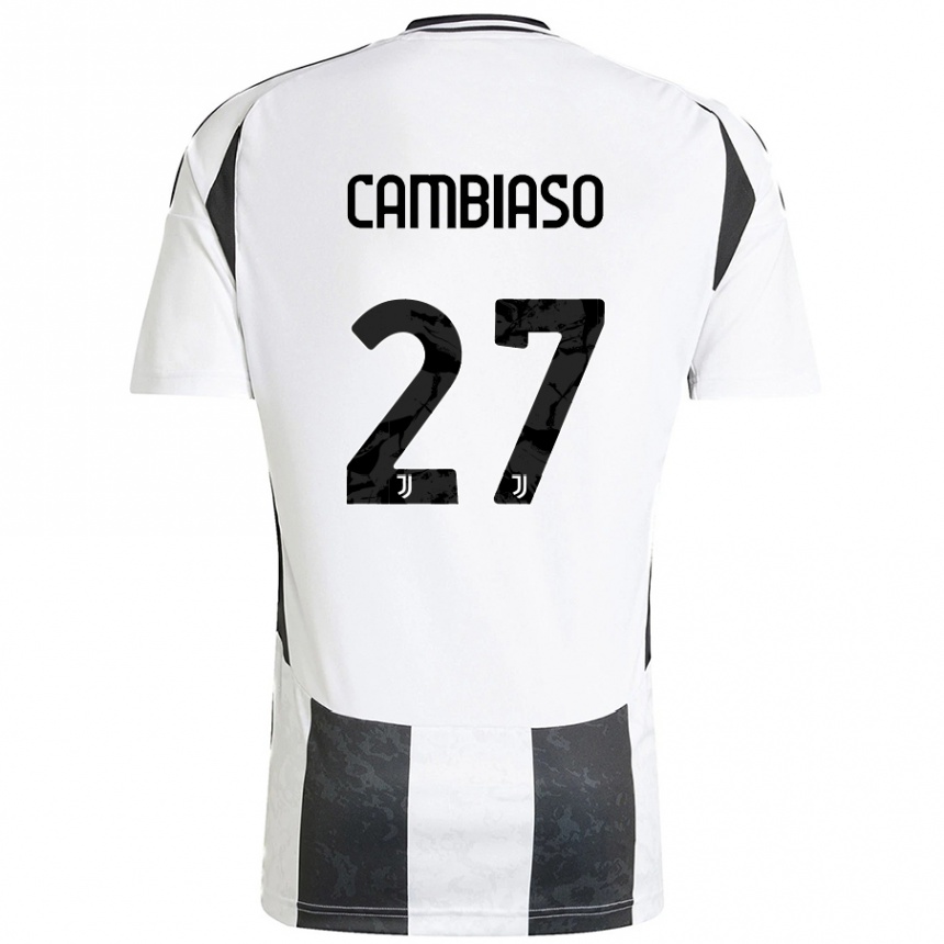 Women Football Andrea Cambiaso #27 White Black Home Jersey 2024/25 T-Shirt Australia