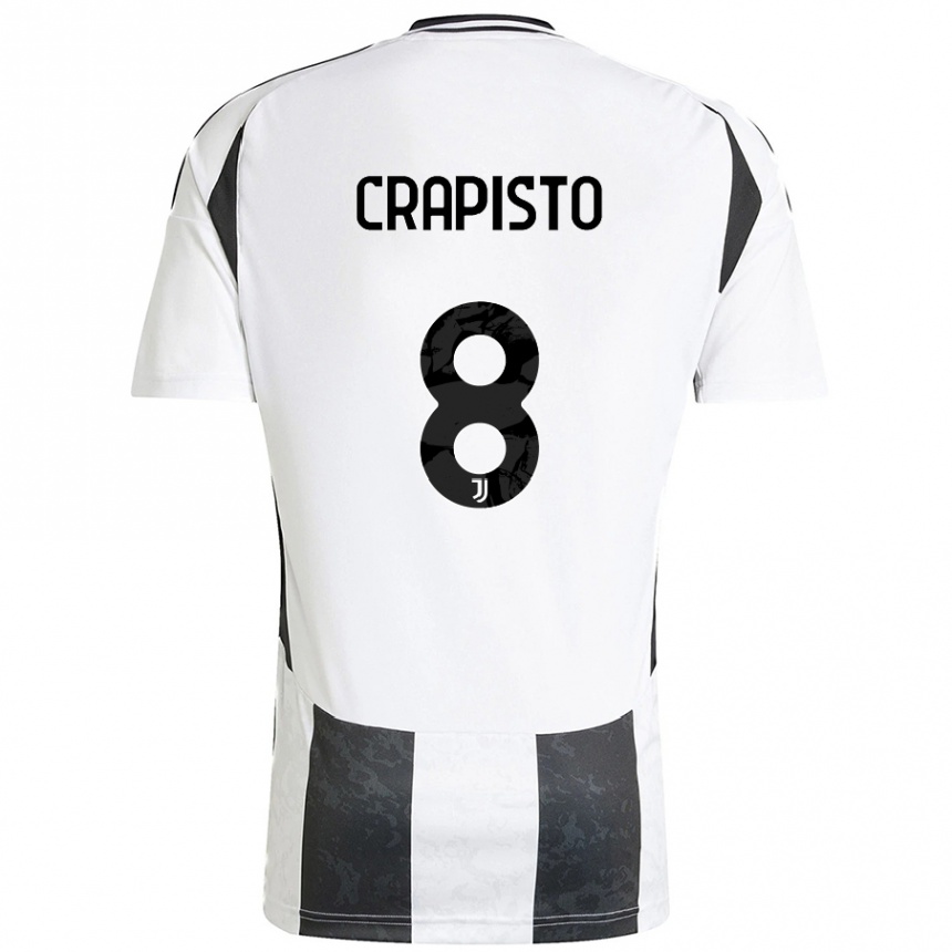 Women Football Francesco Crapisto #8 White Black Home Jersey 2024/25 T-Shirt Australia