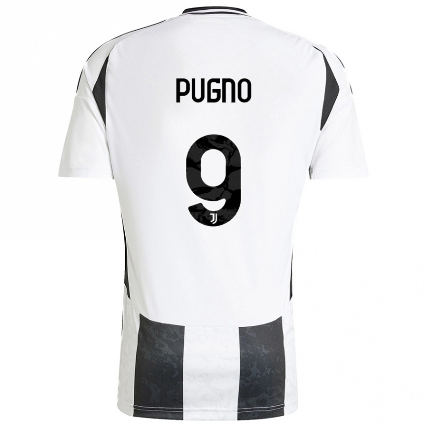 Women Football Diego Pugno #9 White Black Home Jersey 2024/25 T-Shirt Australia