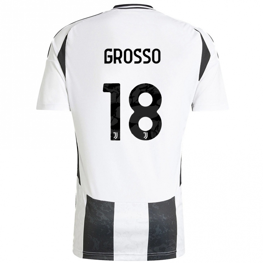 Women Football Filippo Grosso #18 White Black Home Jersey 2024/25 T-Shirt Australia