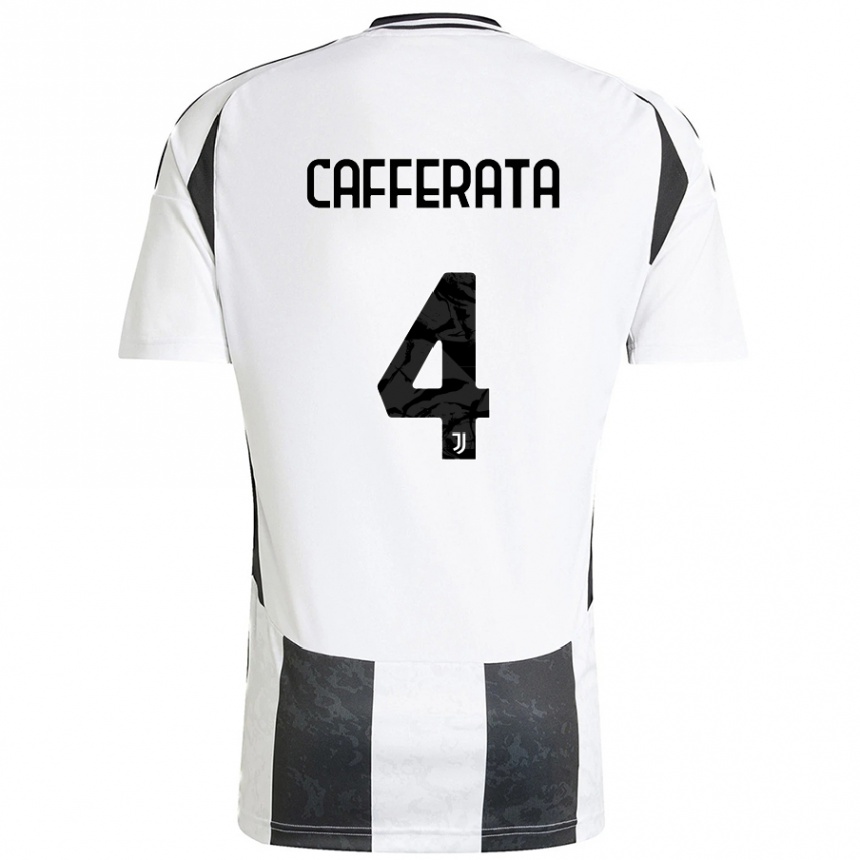 Women Football Federica Cafferata #4 White Black Home Jersey 2024/25 T-Shirt Australia