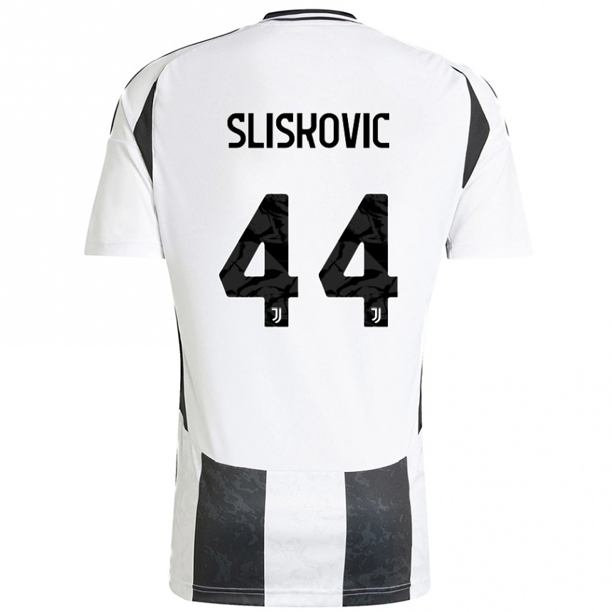 Women Football Gloria Slišković #44 White Black Home Jersey 2024/25 T-Shirt Australia