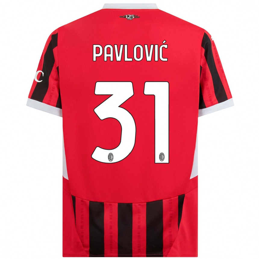 Women Football Strahinja Pavlović #31 Red Black Home Jersey 2024/25 T-Shirt Australia