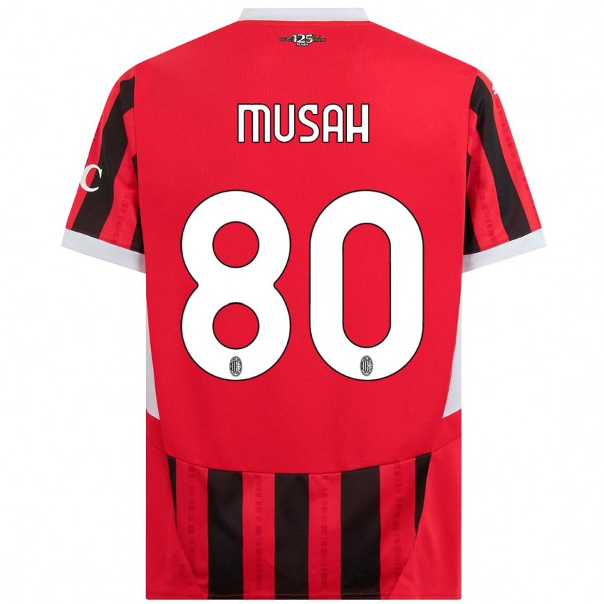 Women Football Yunus Musah #80 Red Black Home Jersey 2024/25 T-Shirt Australia