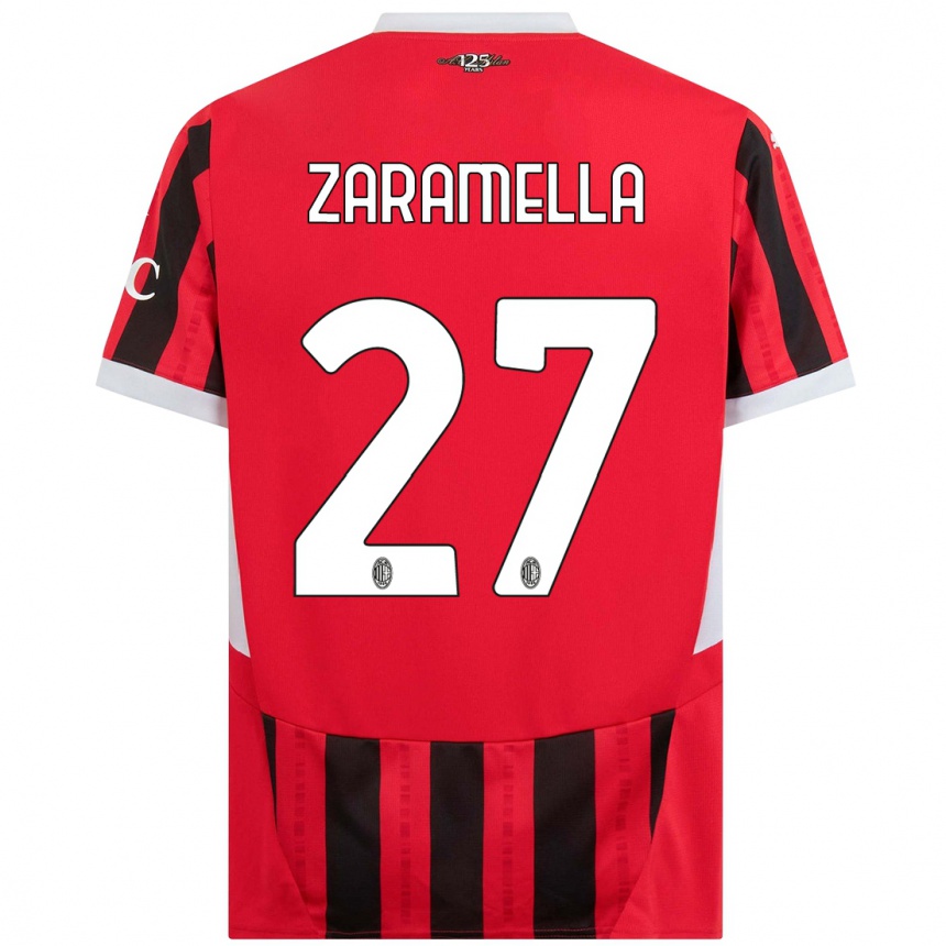 Women Football Mattia Zaramella #27 Red Black Home Jersey 2024/25 T-Shirt Australia