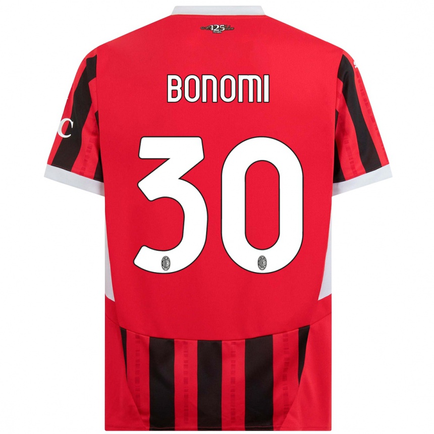 Women Football Alessandro Bonomi #30 Red Black Home Jersey 2024/25 T-Shirt Australia