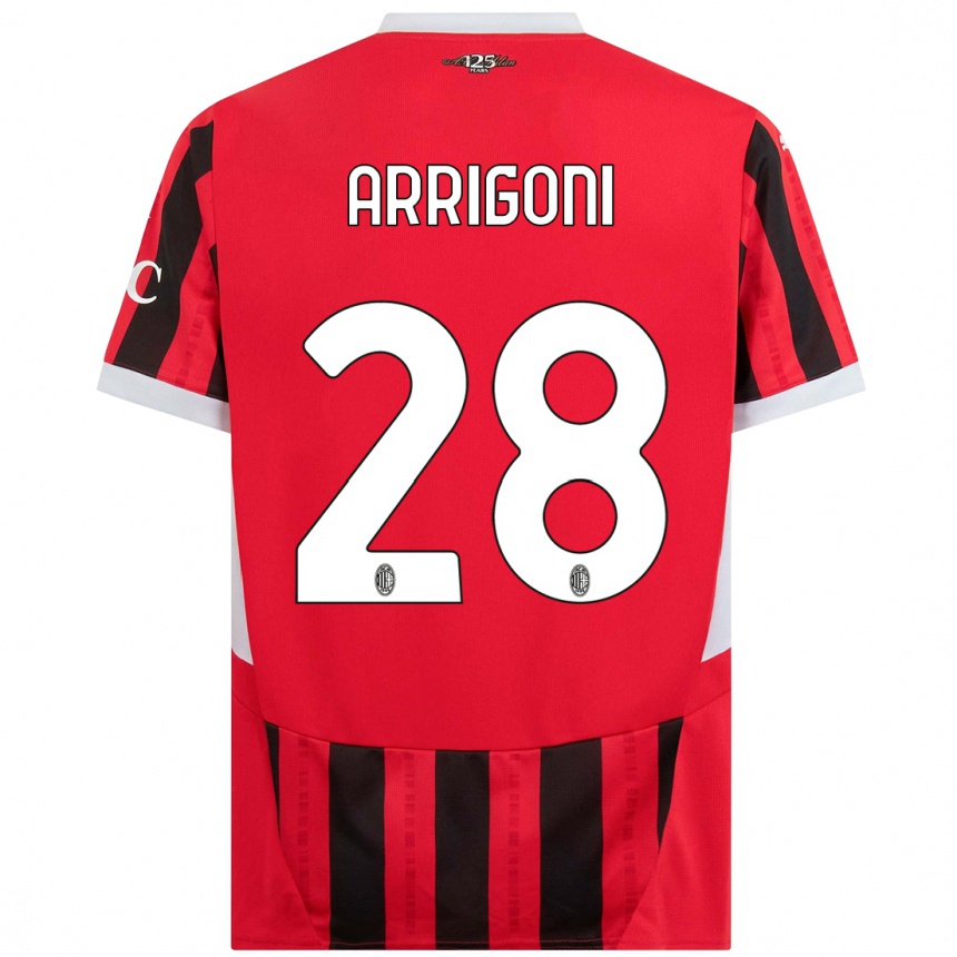 Women Football Giorgia Arrigoni #28 Red Black Home Jersey 2024/25 T-Shirt Australia