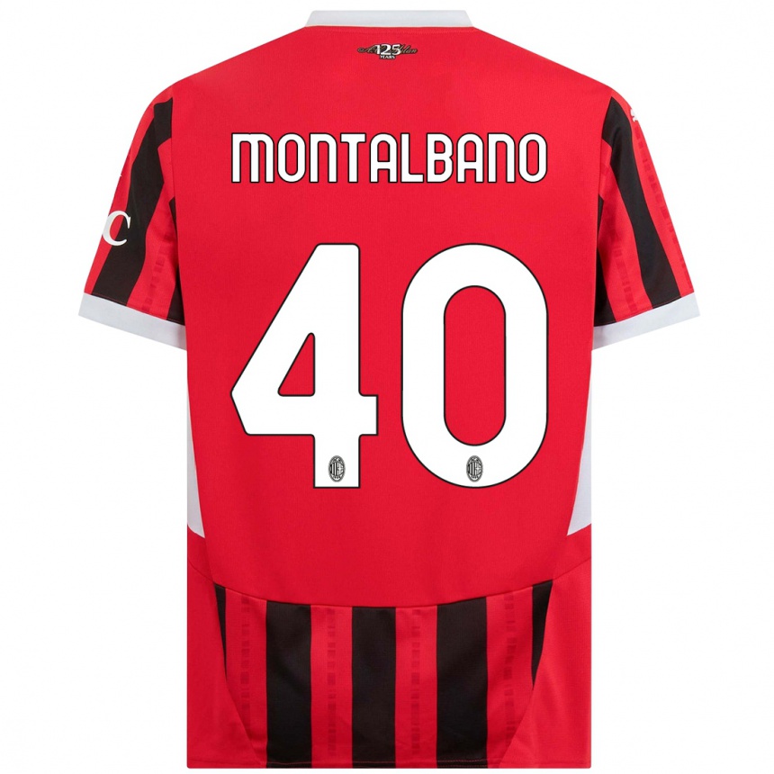 Women Football Nicolo Montalbano #40 Red Black Home Jersey 2024/25 T-Shirt Australia