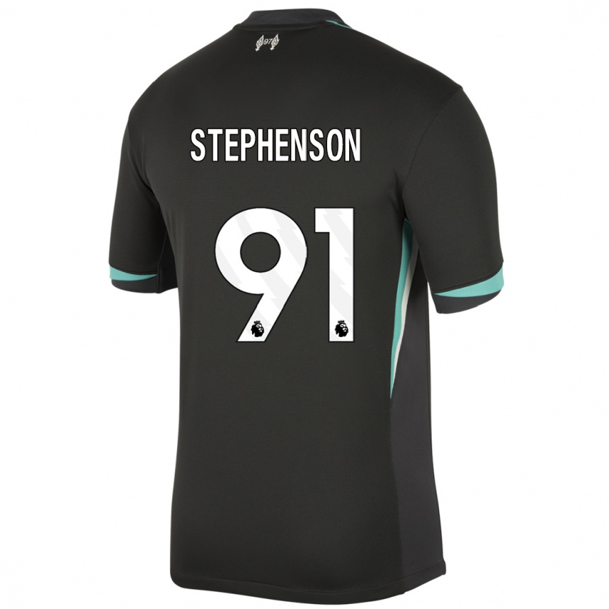 Women Football Luca Stephenson #91 Black Anthracite White Away Jersey 2024/25 T-Shirt Australia