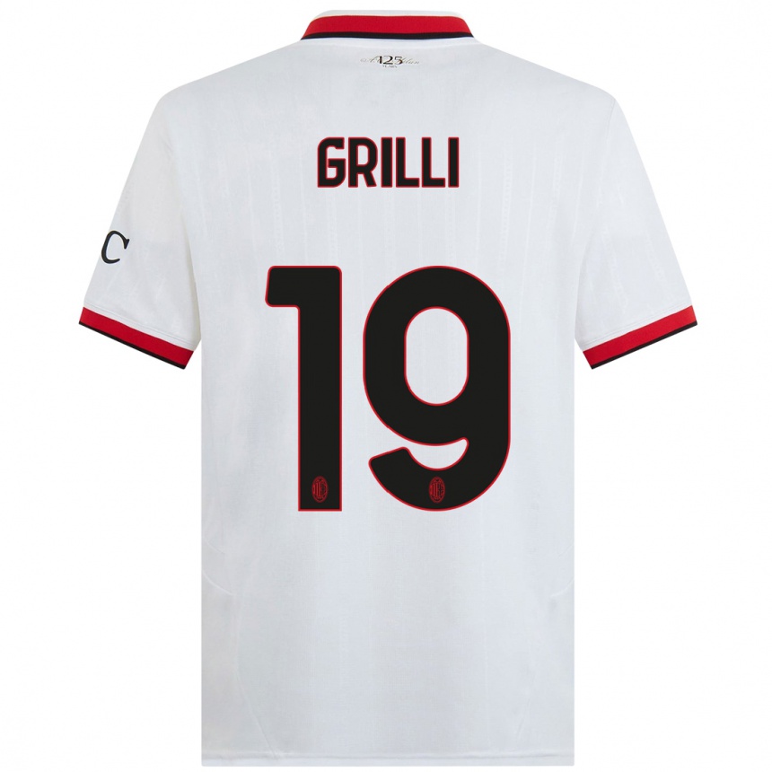 Women Football Lorenzo Grilli #19 White Black Red Away Jersey 2024/25 T-Shirt Australia