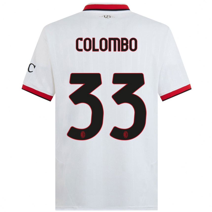 Women Football Federico Colombo #33 White Black Red Away Jersey 2024/25 T-Shirt Australia