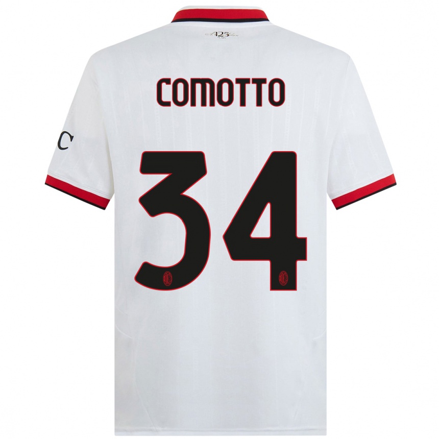 Women Football Christian Comotto #34 White Black Red Away Jersey 2024/25 T-Shirt Australia