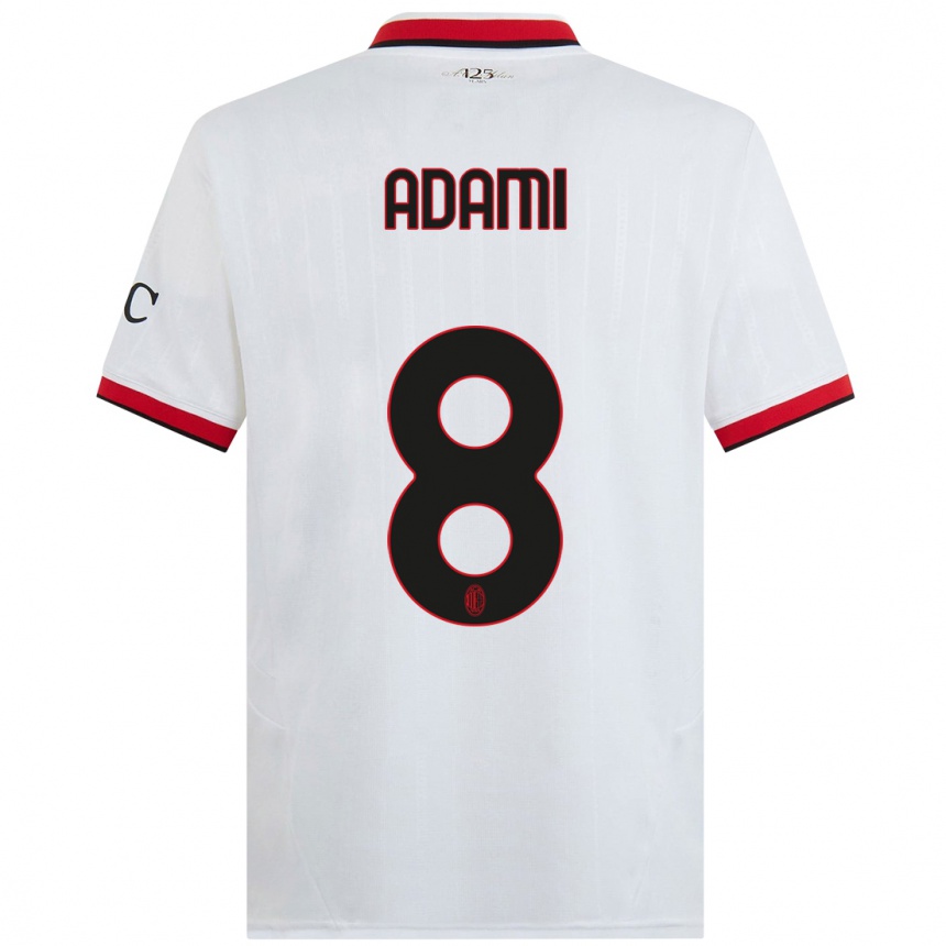 Women Football Greta Adami #8 White Black Red Away Jersey 2024/25 T-Shirt Australia