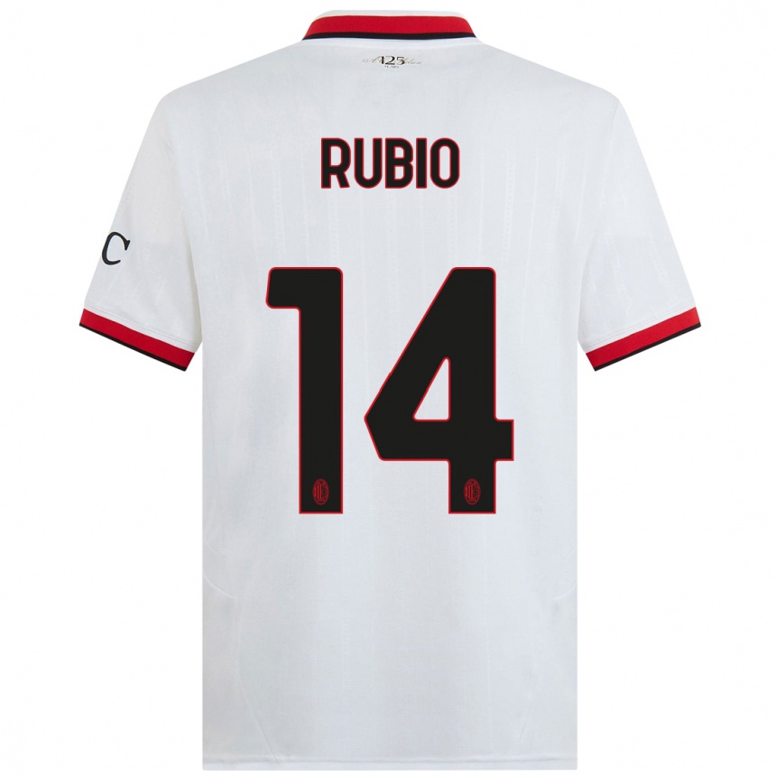 Women Football Silvia Rubio #14 White Black Red Away Jersey 2024/25 T-Shirt Australia