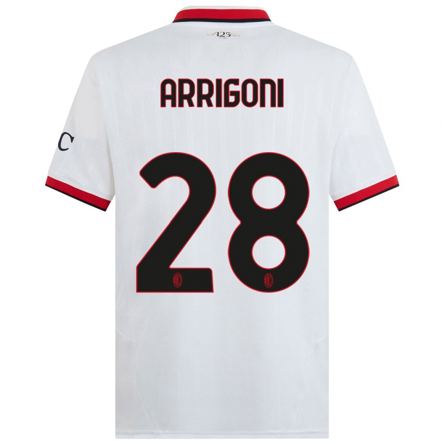 Women Football Giorgia Arrigoni #28 White Black Red Away Jersey 2024/25 T-Shirt Australia