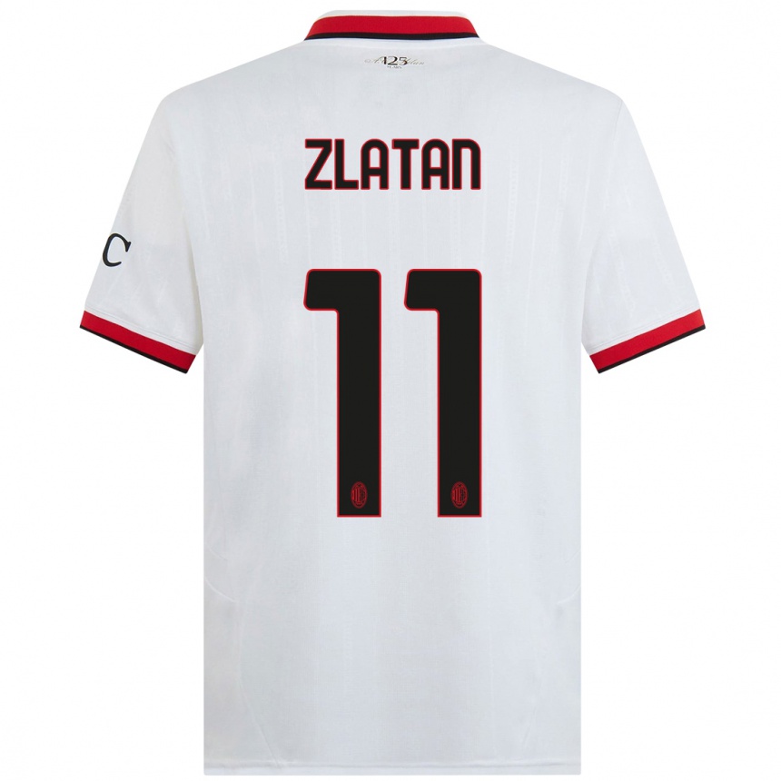 Women Football Zlatan Ibrahimovic #11 White Black Red Away Jersey 2024/25 T-Shirt Australia