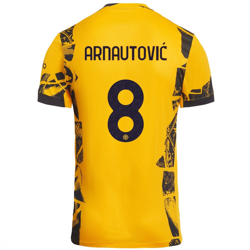 Women Football Marko Arnautovic #8 Gold Black Third Jersey 2024/25 T-Shirt Australia