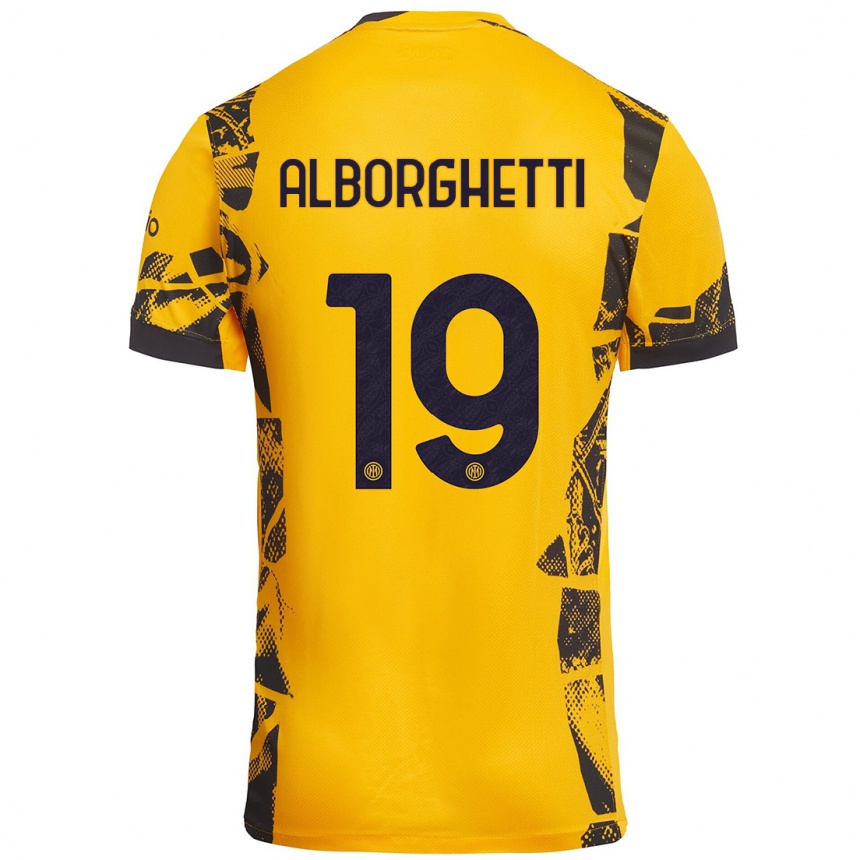 Women Football Lisa Alborghetti #19 Gold Black Third Jersey 2024/25 T-Shirt Australia