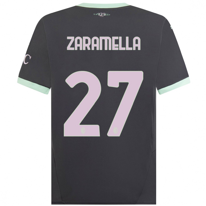 Women Football Mattia Zaramella #27 Grey Third Jersey 2024/25 T-Shirt Australia