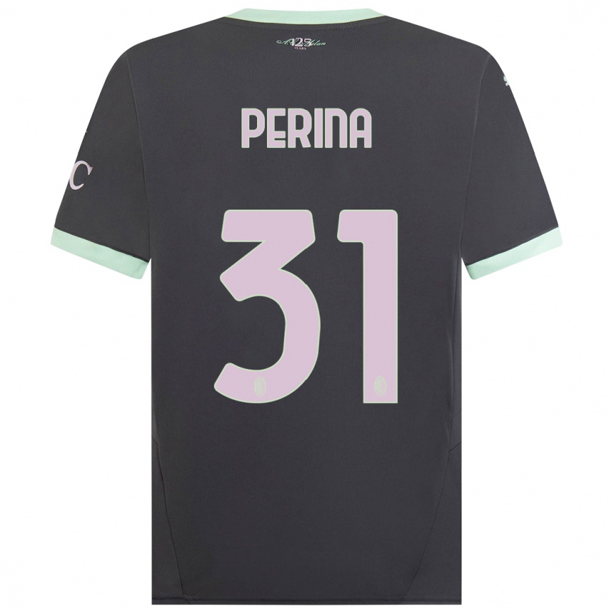 Women Football Gioele Perina #31 Grey Third Jersey 2024/25 T-Shirt Australia