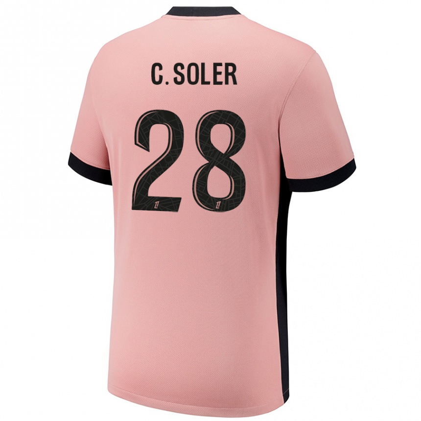 Women Football Carlos Soler #28 Rust Pink Third Jersey 2024/25 T-Shirt Australia