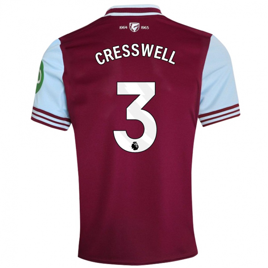 Kids Football Aaron Cresswell #3 Dark Red Home Jersey 2024/25 T-Shirt Australia