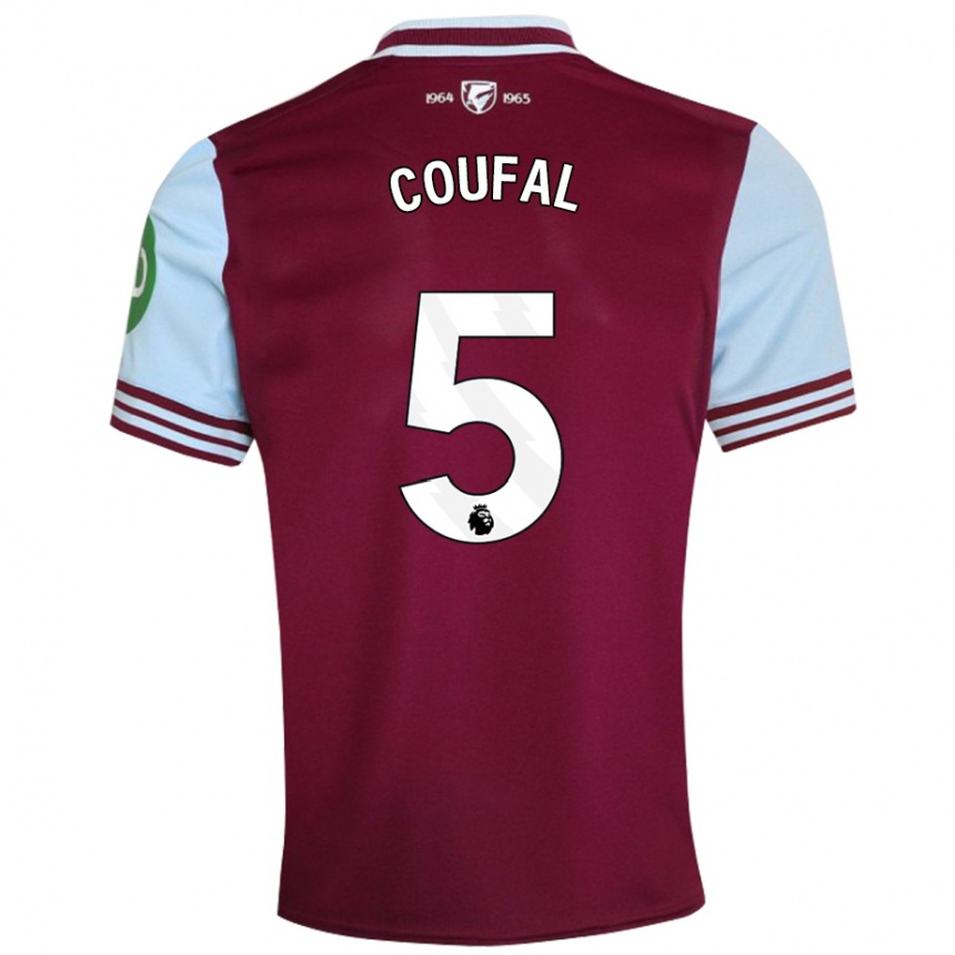 Kids Football Vladimir Coufal #5 Dark Red Home Jersey 2024/25 T-Shirt Australia