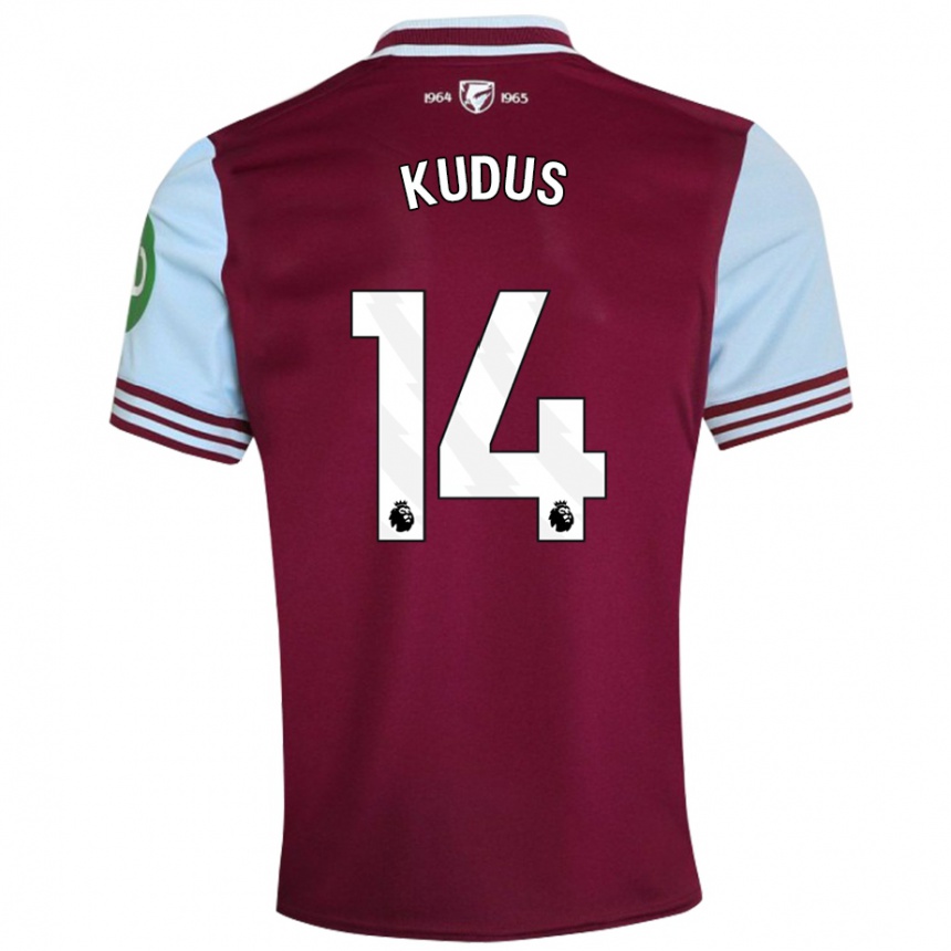 Kids Football Mohammed Kudus #14 Dark Red Home Jersey 2024/25 T-Shirt Australia