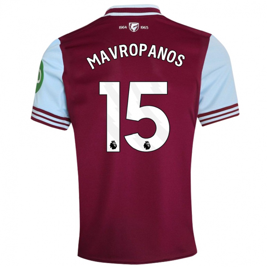 Kids Football Konstantinos Mavropanos #15 Dark Red Home Jersey 2024/25 T-Shirt Australia