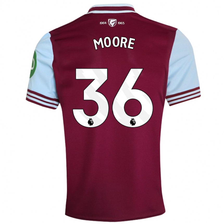 Kids Football Sean Moore #36 Dark Red Home Jersey 2024/25 T-Shirt Australia