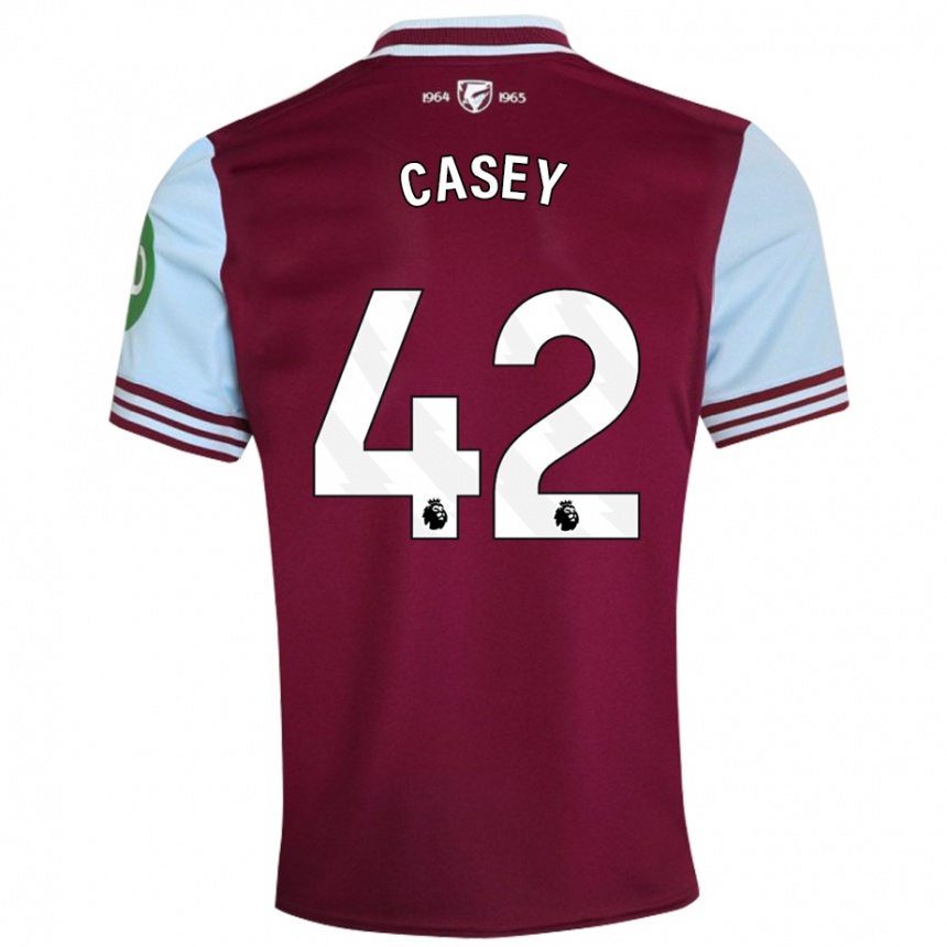 Kids Football Kaelan Casey #42 Dark Red Home Jersey 2024/25 T-Shirt Australia