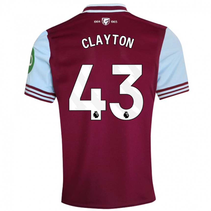 Kids Football Regan Clayton #43 Dark Red Home Jersey 2024/25 T-Shirt Australia