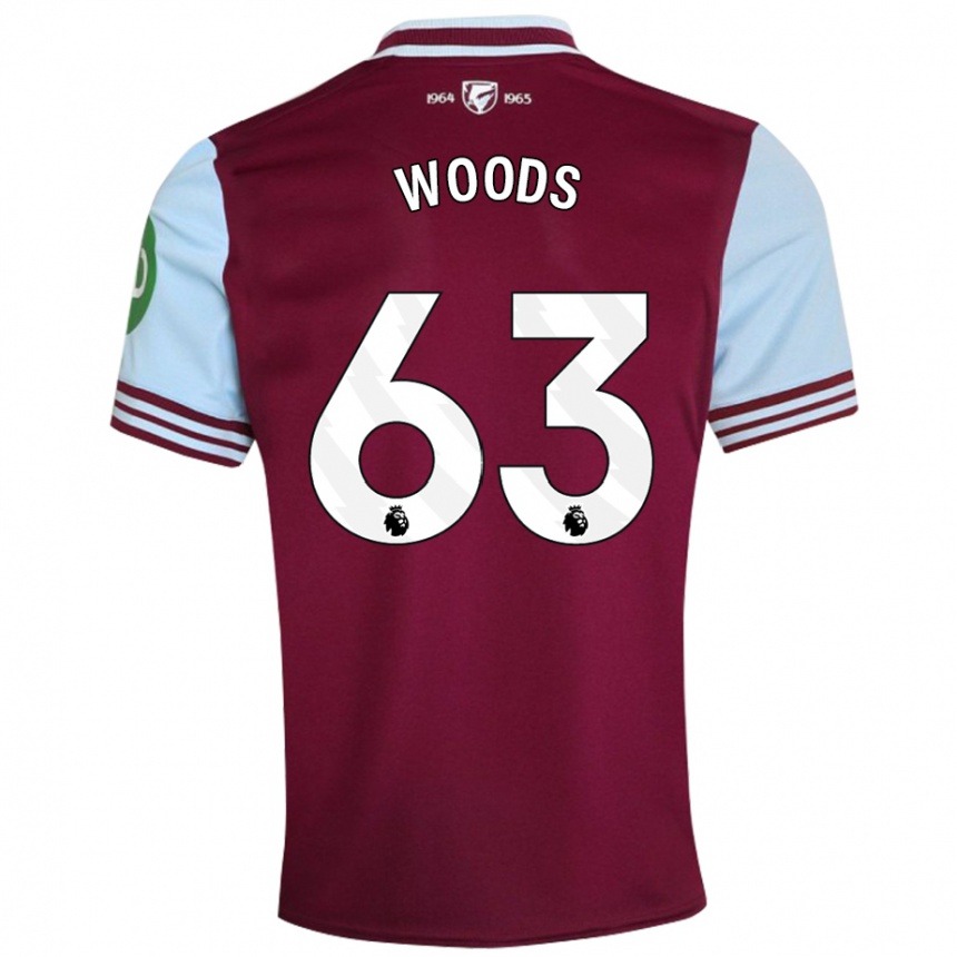 Kids Football Archie Woods #63 Dark Red Home Jersey 2024/25 T-Shirt Australia