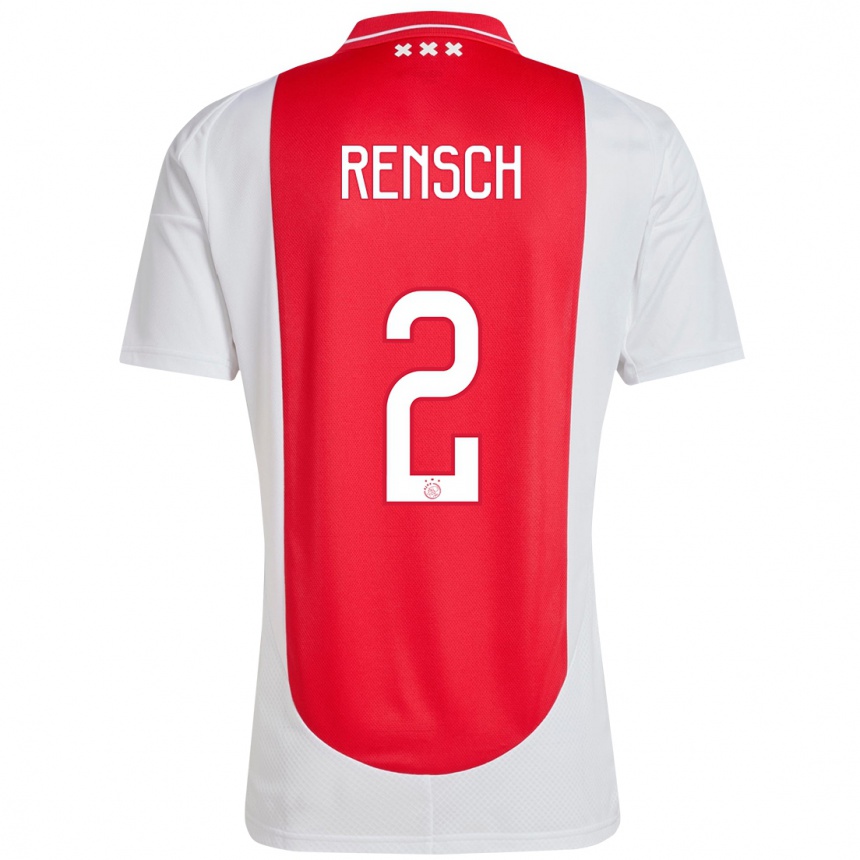 Kids Football Devyne Rensch #2 Red White Home Jersey 2024/25 T-Shirt Australia