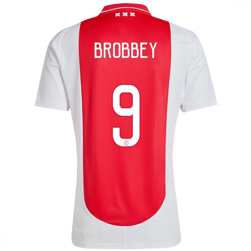 Kids Football Brian Brobbey #9 Red White Home Jersey 2024/25 T-Shirt Australia