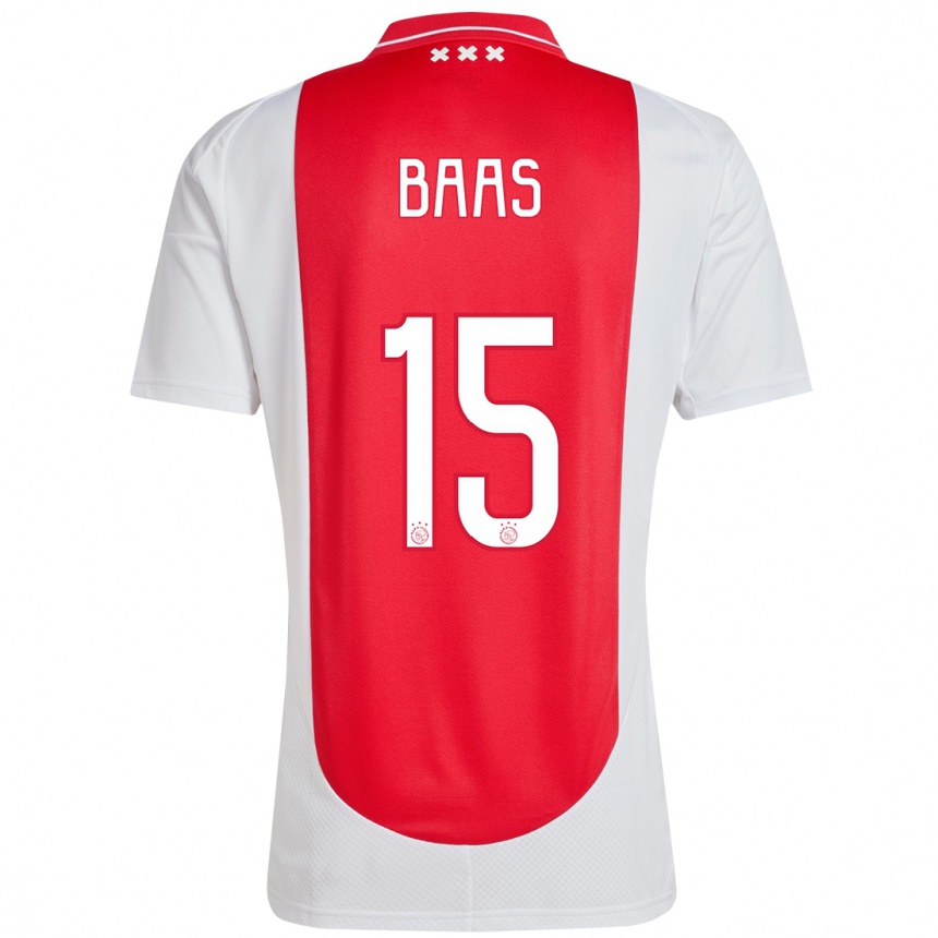 Kids Football Youri Baas #15 Red White Home Jersey 2024/25 T-Shirt Australia