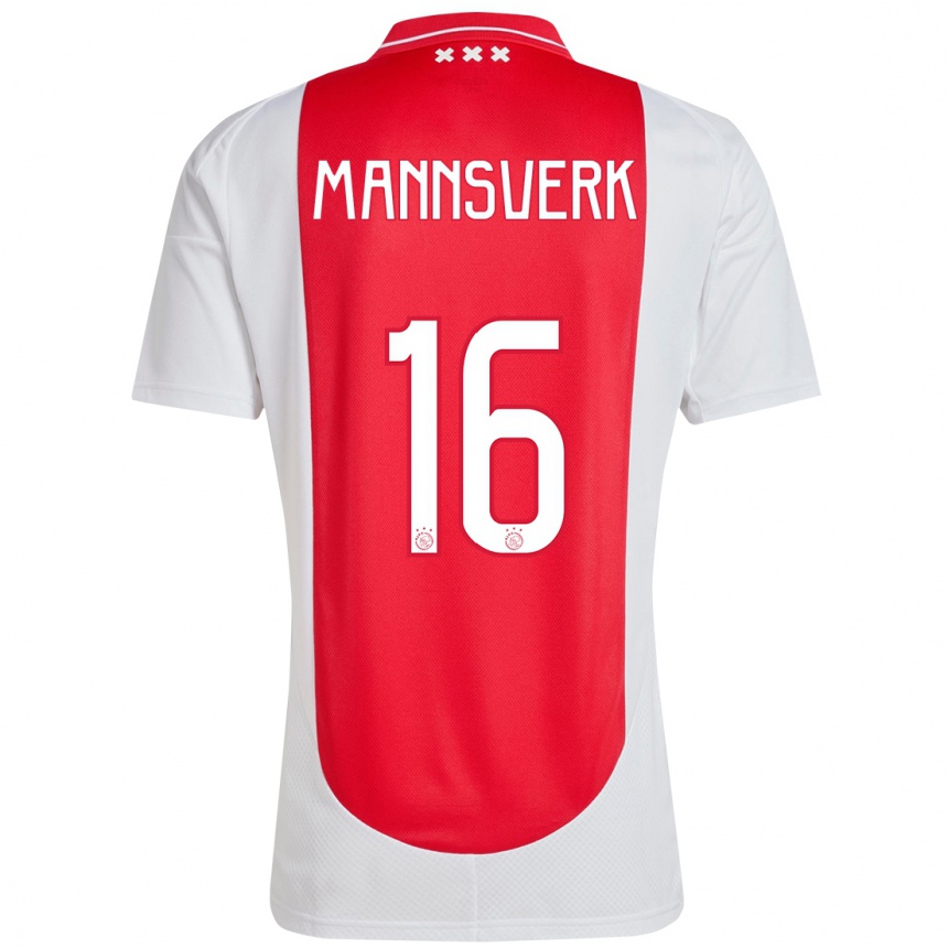 Kids Football Sivert Mannsverk #16 Red White Home Jersey 2024/25 T-Shirt Australia