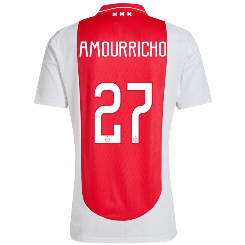 Kids Football Amourricho Van Axel Dongen #27 Red White Home Jersey 2024/25 T-Shirt Australia