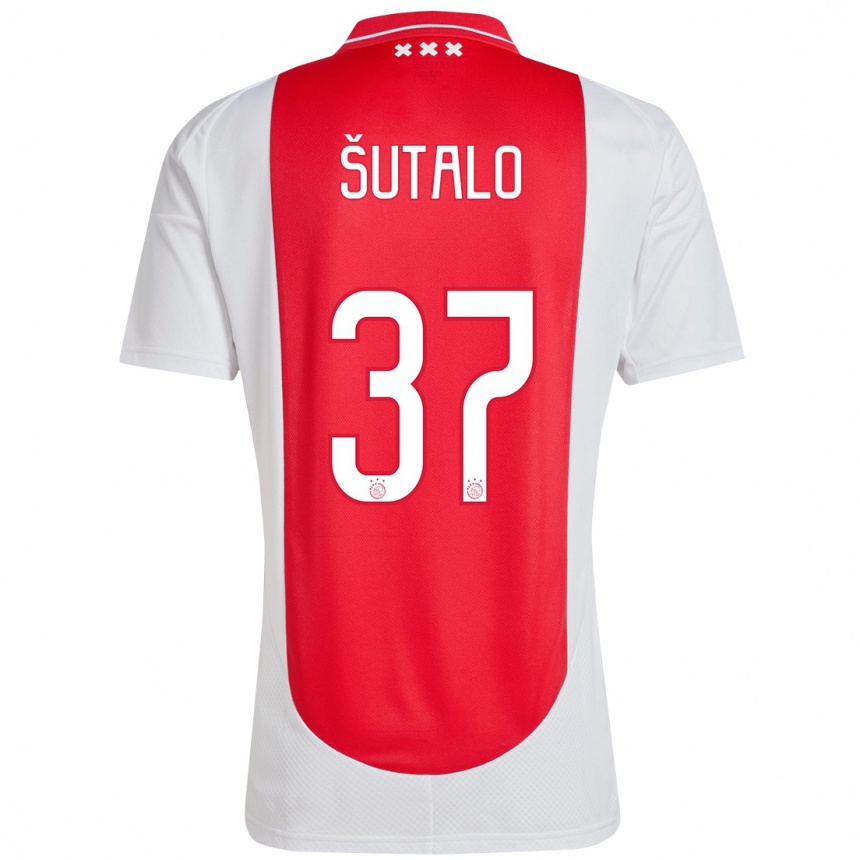 Kids Football Josip Sutalo #37 Red White Home Jersey 2024/25 T-Shirt Australia