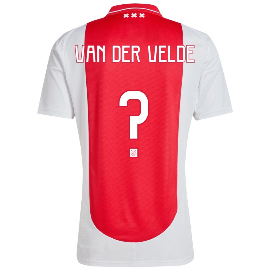 Kids Football Valentijn Van Der Velde #0 Red White Home Jersey 2024/25 T-Shirt Australia