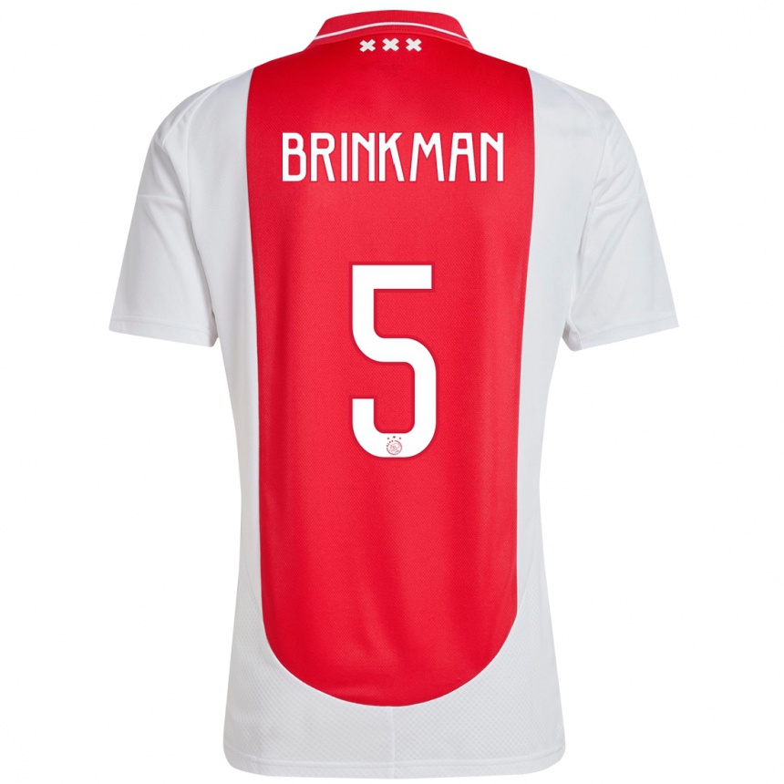 Kids Football Tim Brinkman #5 Red White Home Jersey 2024/25 T-Shirt Australia