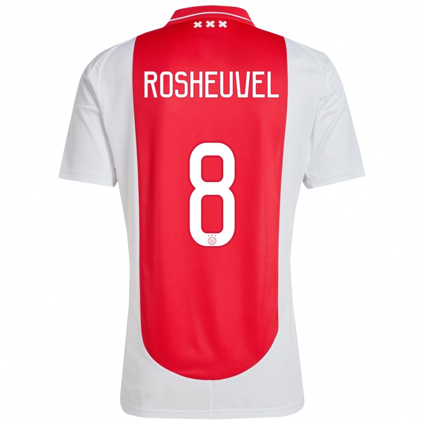 Kids Football Darren Rosheuvel #8 Red White Home Jersey 2024/25 T-Shirt Australia